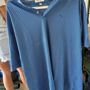 Peter Millar Blue Striped Polo Shirt